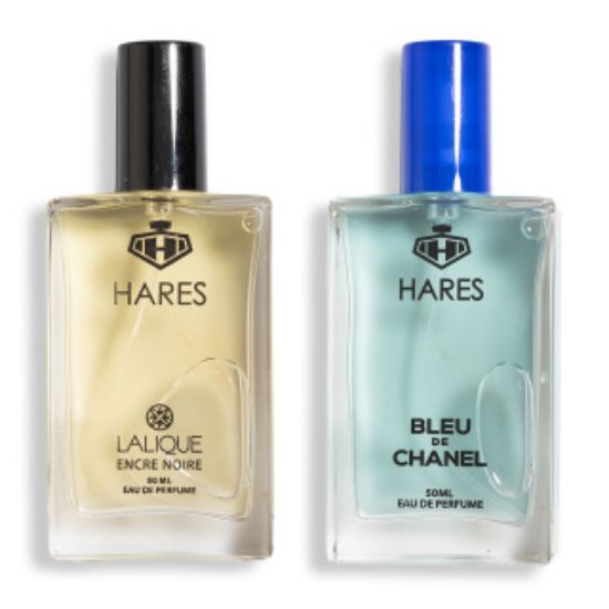 پک هدیه 2 عددی حارث شامل ادوپرفیوم مدل Lalique Encre Noire و Blue De Chanel