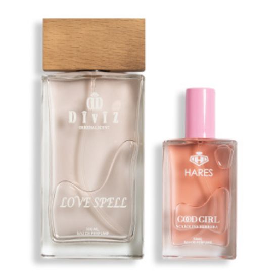 پک 2 عددی ادوپرفیوم زنانه حارث مدل Carolina Herrera Good Girl حجم 50 میلی لیتر و ادوپرفیوم دیوایز مدل Love Spell حجم 100 میلی لیتر
